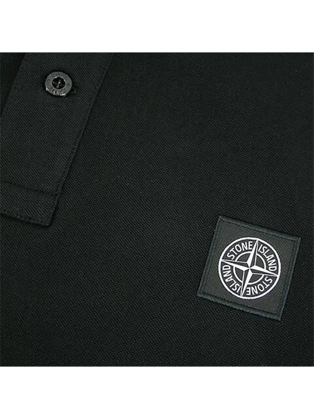 Stretch Cotton Pique Short Sleeve Polo Shirt Black - STONE ISLAND - BALAAN 6