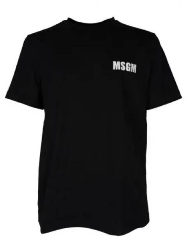 Back Logo Print Cotton Short Sleeve T-Shirt Black - MSGM - BALAAN 2