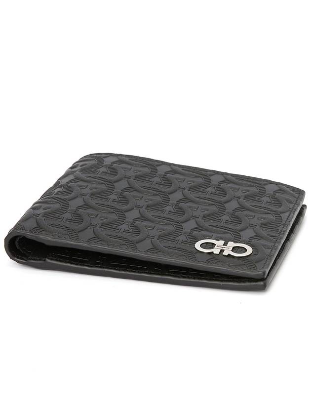 Gancini Embossed Logo Half Wallet Black - SALVATORE FERRAGAMO - BALAAN 4