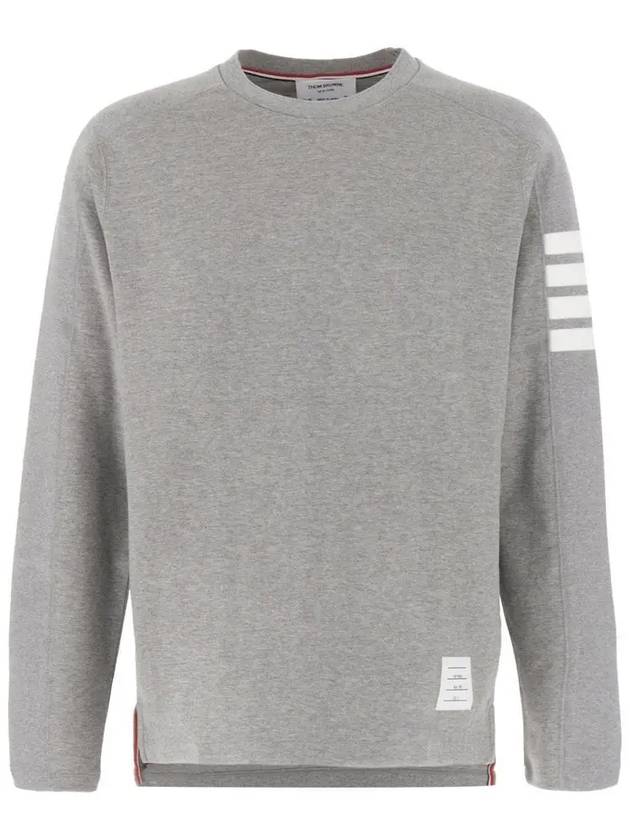 4-Bar Striped Cotton Long Sleeve T-Shirt Light Grey - THOM BROWNE - BALAAN 2