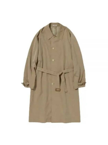 24 FINX POLYESTER WEATHER CHAMBRAY SOUTIEN COLLOAR COAT BROWN A24SC01FP color - AURALEE - BALAAN 1