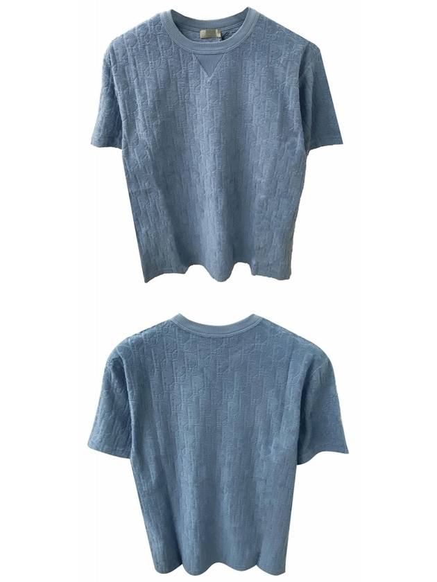 Oblique Terry Cotton Relaxed Fit Short Sleeve T-Shirt Blue - DIOR - BALAAN 5