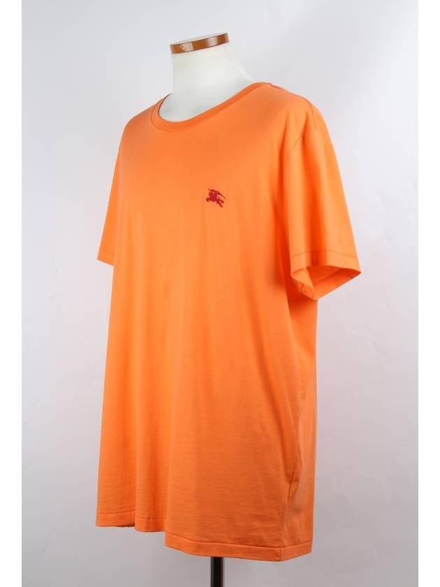 Embroidered Logo Short Sleeve T Shirt Orange XL - BURBERRY - BALAAN 3