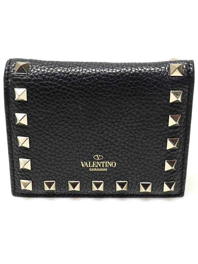 TW2P0R39VSH Black Stampa Alce Calfskin Rockstud Bicycle Wallet - VALENTINO - BALAAN 1