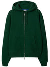 Logo Cotton Zip Up Hoodie Green - BURBERRY - BALAAN 1