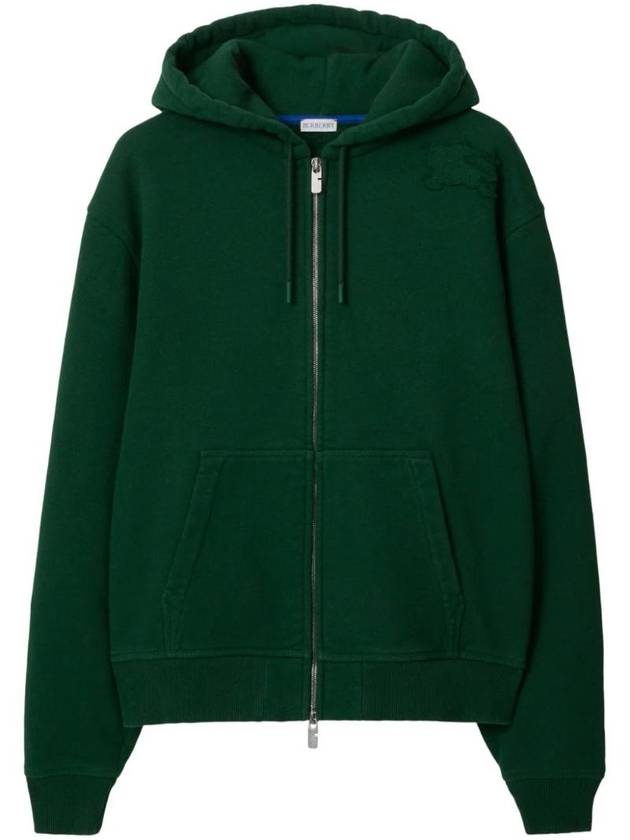 Logo Cotton Zip Up Hoodie Green - BURBERRY - BALAAN 1