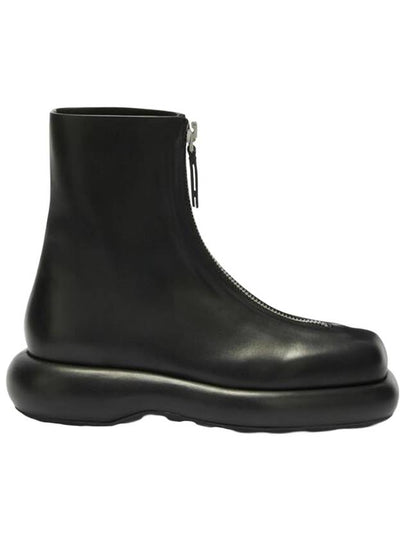 Square Toe Calf Leather Ankle Boots Black - JIL SANDER - BALAAN 2