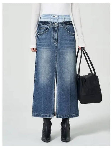 Double waist long denim skirt sky blue domestic product GM0023112442165 - JUUN.J - BALAAN 1