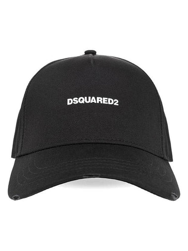 Baseball Logo Print Cotton Ball Cap Black - DSQUARED2 - BALAAN 1