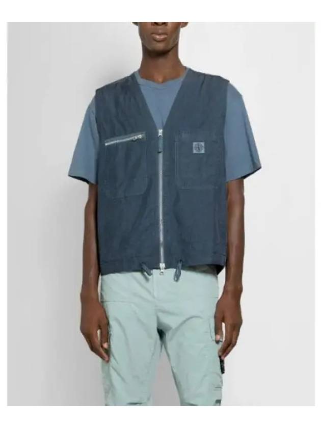 Cupro Cotton Twill TC Logo Patch Vest Avio Blue - STONE ISLAND - BALAAN 2