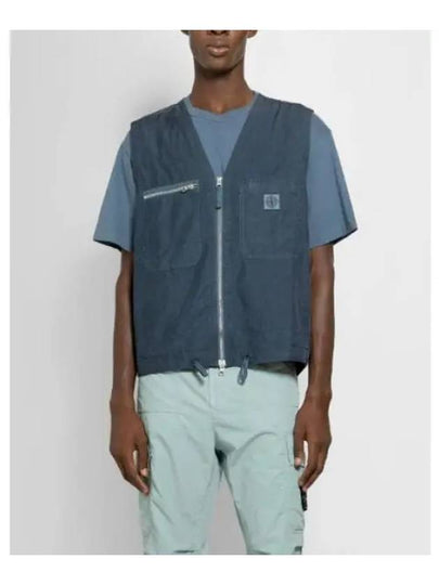 Cupro Cotton Twill TC Logo Patch Vest Avio Blue - STONE ISLAND - BALAAN 2