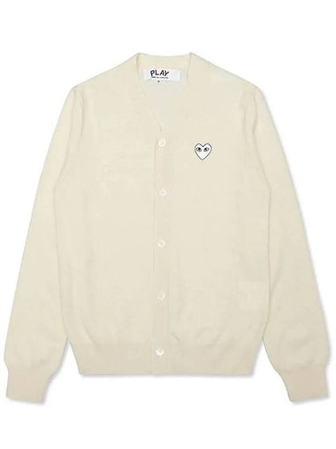 White Heart Wappen Wool Cardigan Ivory - COMME DES GARCONS - BALAAN 1