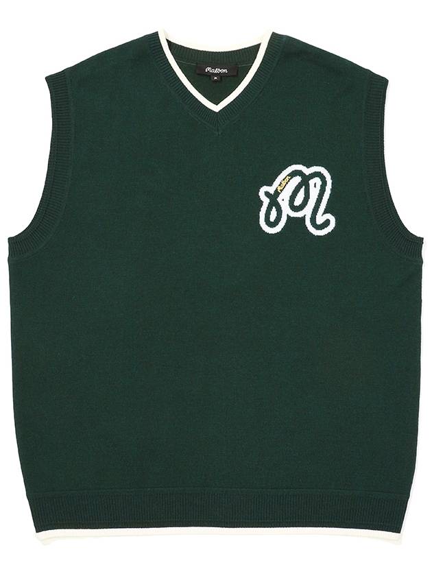 Logo point wool vest GREEN MAN - MALBON GOLF - BALAAN 1