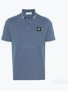 Stretch Cotton Pique Short Sleeve Polo Shirt Light Blue - STONE ISLAND - BALAAN 2