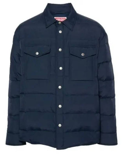 Quilted Padded Shirt Jacket Midnight Blue - KENZO - BALAAN 2