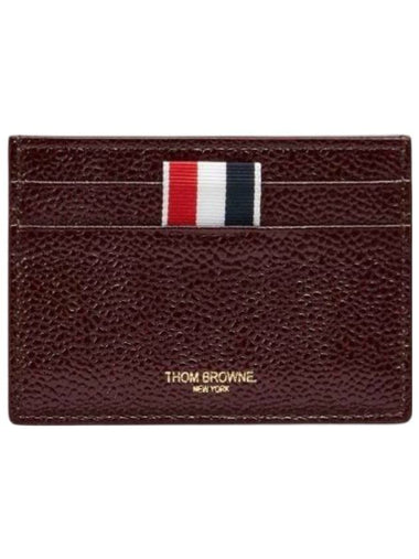 Lucido Leather Single Card Wallet Red - THOM BROWNE - BALAAN 1