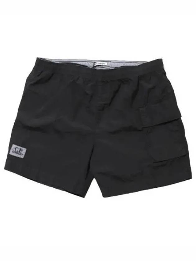 Flat Nylon Logo Patch Utility Swim Shorts Black - CP COMPANY - BALAAN 2