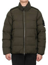 Logo Patch High Neck Padding Jacket Green - STONE ISLAND - BALAAN 3