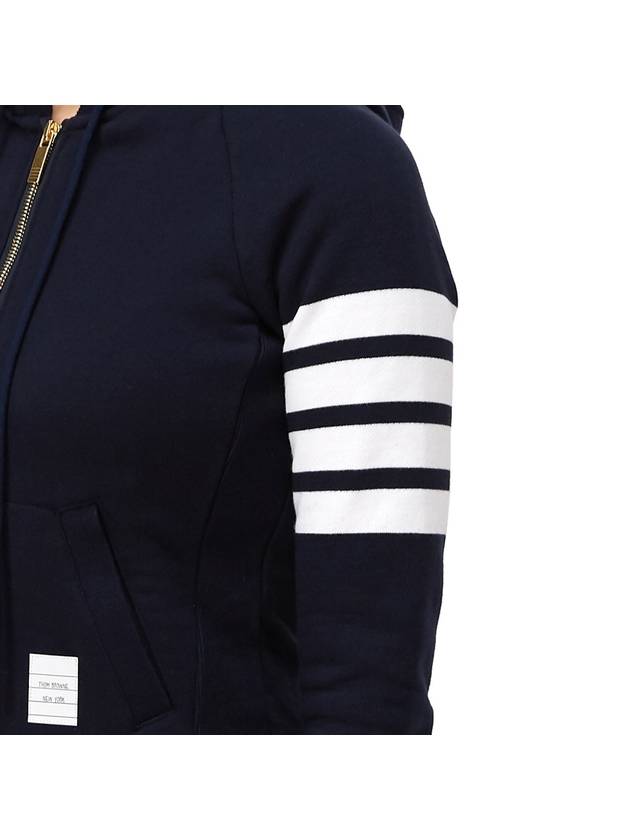 Engineered 4-Bar Stripe Loopback Jersey Knit Zip Up Hoodie Navy - THOM BROWNE - BALAAN 10