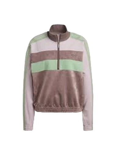 Color Block Half Zip-Up Jacket Pink Brown - ADIDAS - BALAAN 1