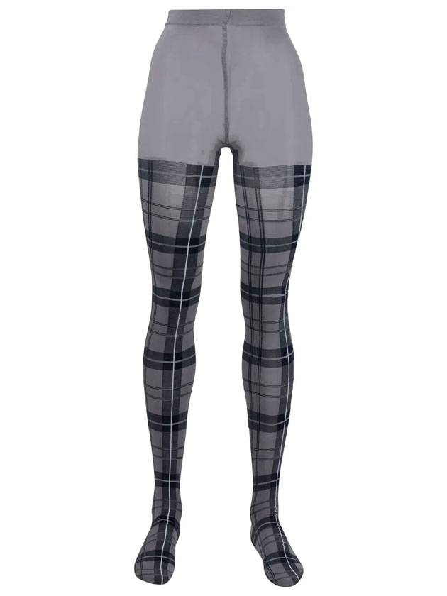 Tartan Nylon Semi Opaque Stockings Medium Grey - THOM BROWNE - BALAAN 1