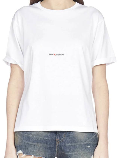 Rive Gauche Short Sleeve T-Shirt White - SAINT LAURENT - BALAAN 2