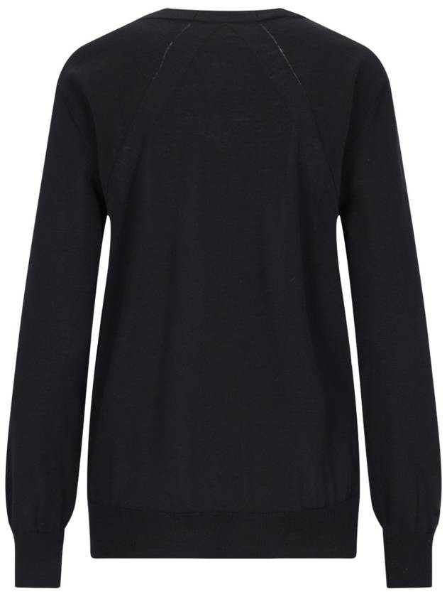 Lightweight Crew Neck Merino Wool Knit Top Black - JIL SANDER - BALAAN 3