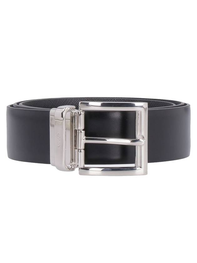 Reversible Saffiano Leather Belt Black - PRADA - BALAAN 1