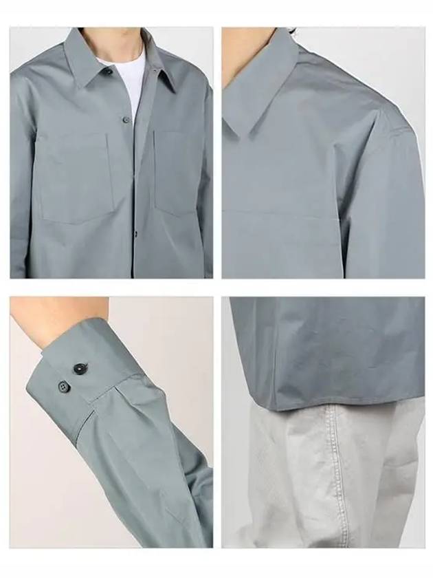 Men's Classic Button Pocket Cotton Long Sleeve Shirt Grey - JIL SANDER - BALAAN 4