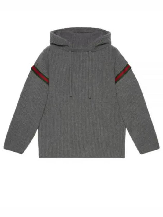 Wool Cashmere Hoodie Grey - GUCCI - BALAAN 2