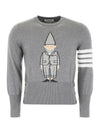 Men's Gnome Motif 4-Bar Knit Top Grey - THOM BROWNE - BALAAN 1