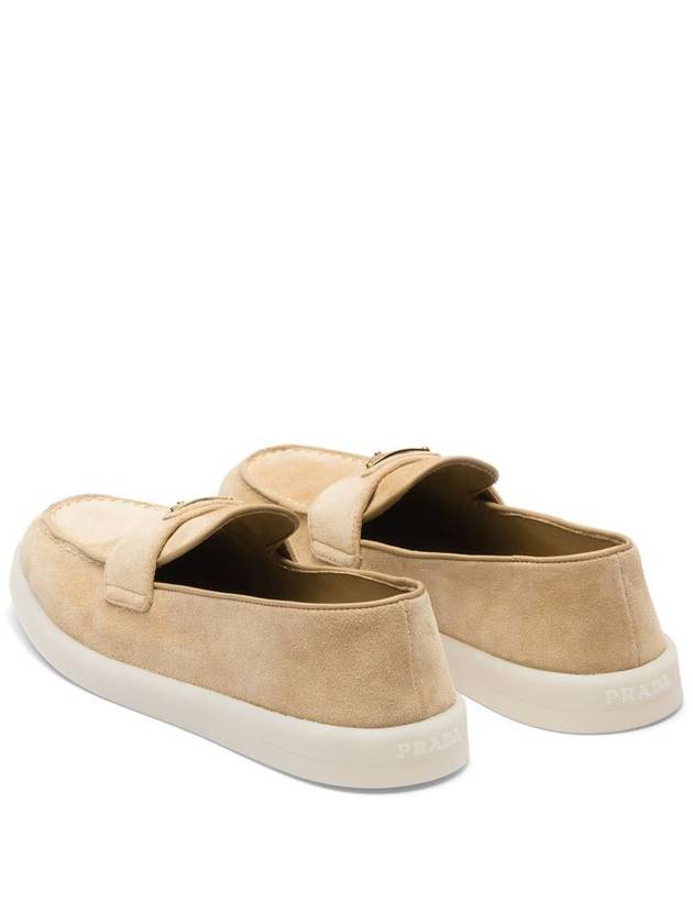 Triangle Logo Suede Leather Loafers Beige - PRADA - BALAAN 4