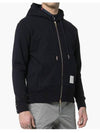 Center Back Stripe Cotton Zip Up Hoodie Navy - THOM BROWNE - BALAAN 4