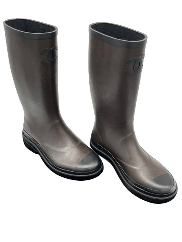 Rain Boots 24 Workshop Two Tone Brown Black - CHANEL - BALAAN 3