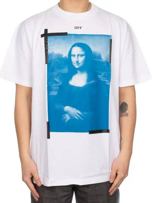 Mona Lisa Print Round Short Sleeve T-Shirt - OFF WHITE - BALAAN.