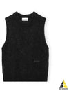 Brushed Alpaca O Neck Vest Knit Top Black - GANNI - BALAAN 2