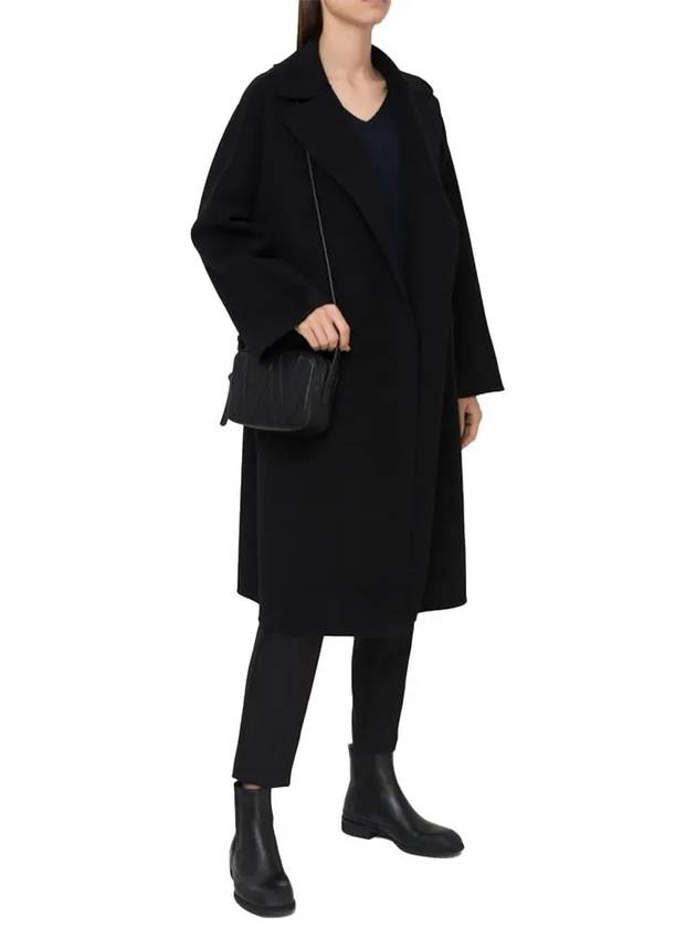 Robo Wrap Satin Wool Singe Coat Black - MAX MARA - BALAAN 4