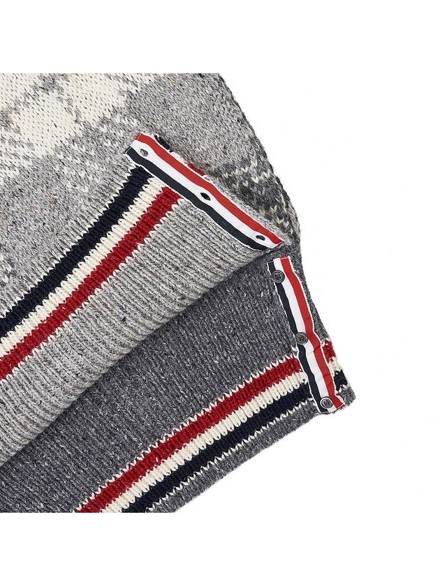 Tartan Check Jacquard Wool Mohair Knit Top Grey - THOM BROWNE - BALAAN 8