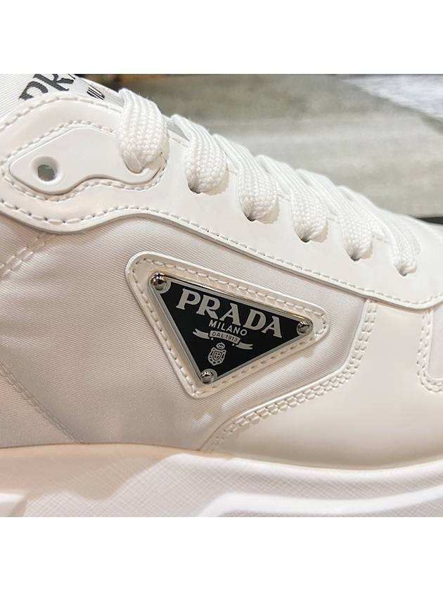 Prax 01 Re-Nylon Brushed Leather Low-Top Sneakers White - PRADA - BALAAN 9