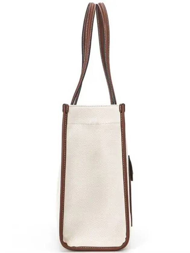 Freya Small Canvas Leather Tote Bag Natural Tan - BURBERRY - BALAAN 3