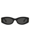 Logo Temple Oval Frame Women s Sunglasses Black 0MU 11WS 1AB5S0 - MIU MIU - BALAAN 6