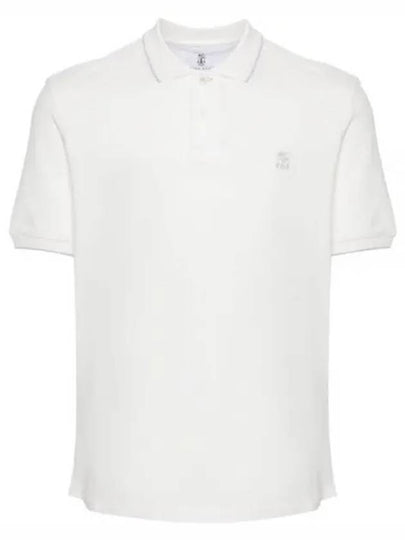 Embroidered Logo Short Sleeve Polo Shirt White - BRUNELLO CUCINELLI - BALAAN 2