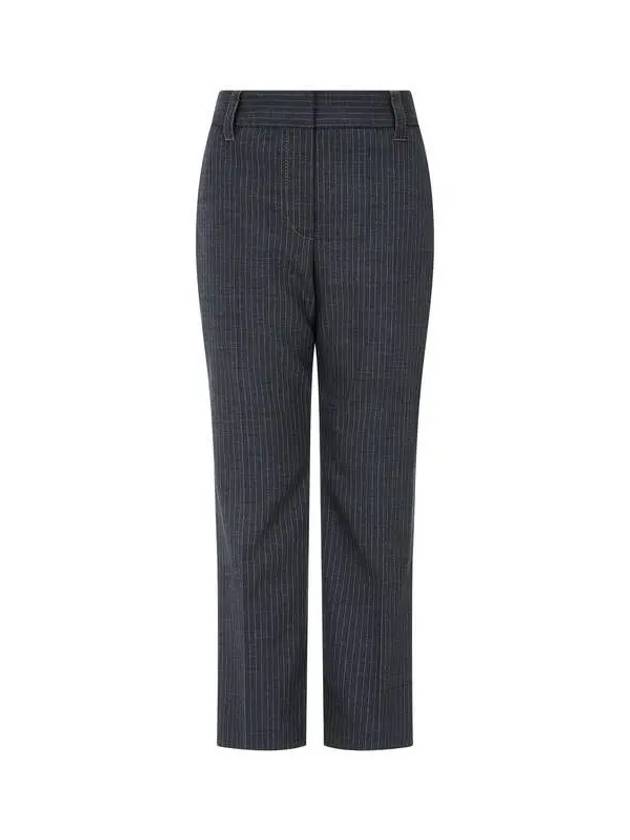 Women s Stitched Striped Easy Wool Pants Dark Gray 271902 - BRUNELLO CUCINELLI - BALAAN 1