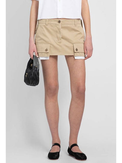 Women's Cargo Pocket Chino Mini A-Line Skirt Beige - MIU MIU - BALAAN 2