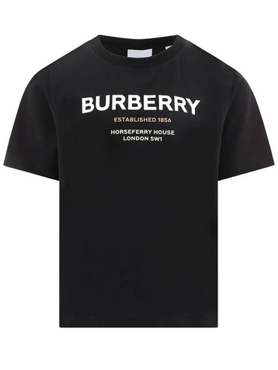 Logo Crew Neck Cotton Short Sleeve T-Shirt Black - BURBERRY - BALAAN 2