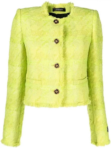 Lurex tweed button-up jacket green - VERSACE - BALAAN 1