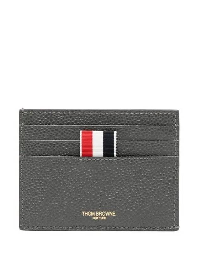 Pebble Calfskin 4-Bar Applique Note Card Wallet Dark Grey - THOM BROWNE - BALAAN 2