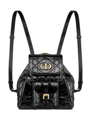 Caro Macrocannage Small Crinkle Calfskin Backpack Black - DIOR - BALAAN 1