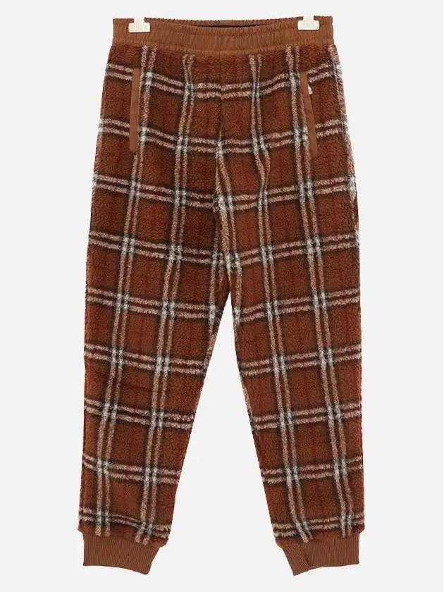 Check Fleece Trousers Track Pants Brown - BURBERRY - BALAAN.