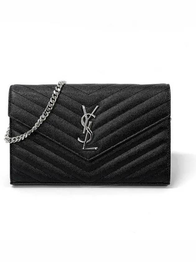 23FW 377828 Silver Monogram Matelasse Chain Wallet Shoulder 1008783 - SAINT LAURENT - BALAAN 1